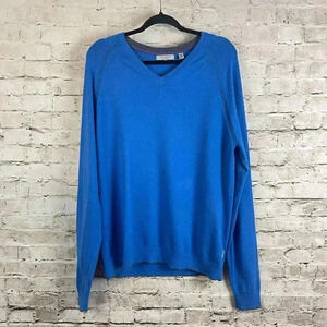 Ted Baker London Men's Size 5 XL Blue Long Sleeve V Neck Sweater Cotton Nylon